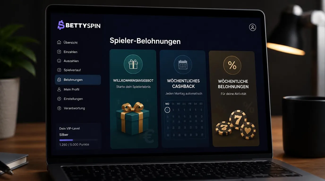 Casino-Konto mit getrennten Karten für wöchentliches Cashback und aktivitätsabhängige Prämien